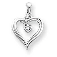 Diamond heart pendant 14k White Gold XH20WAA