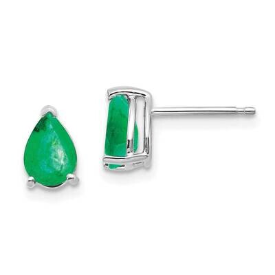 Emerald Earrings 14k White Gold XE80WE-B, MPN: XE80WE-B, 883957339177