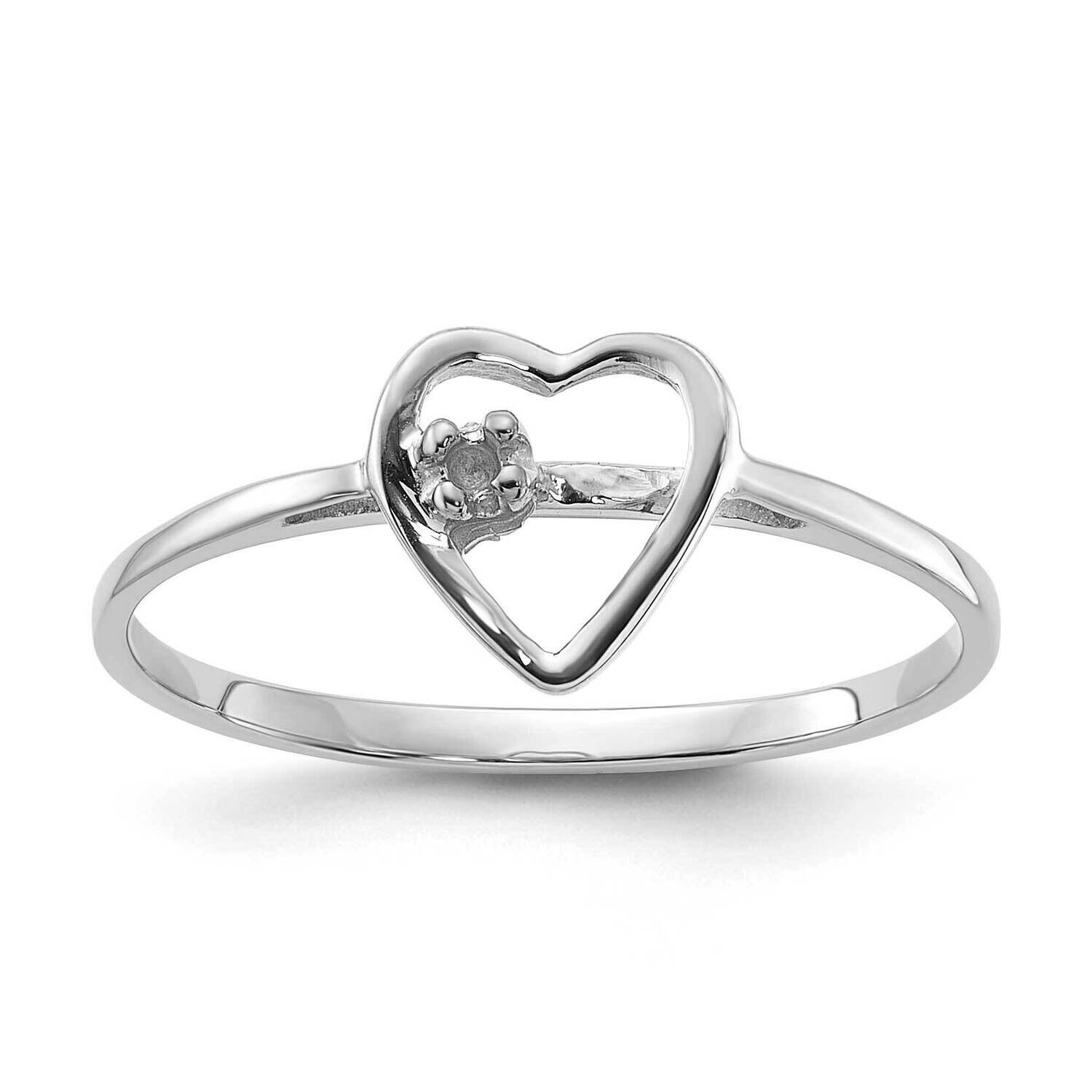 Polished .01ct. Diamond Heart Ring Mounting 14k White Gold Y1778