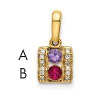 Synthetic Stone &amp; Diamond Set Pendant 14k Gold Family Jewelry XMP44/2SY, MPN: XMP44/2SY, 8839571422…