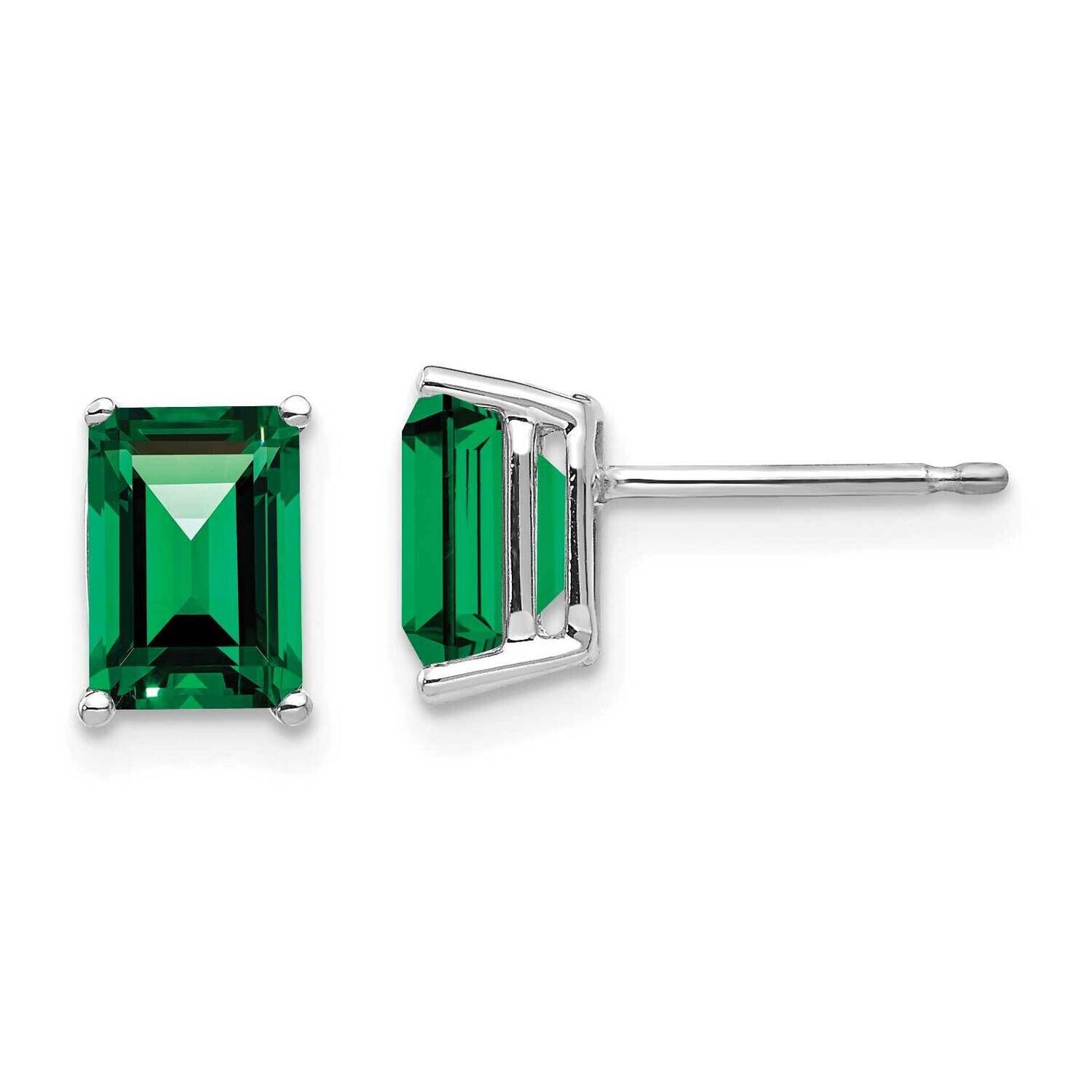 7x5mm Emerald Cut Mount Saint Helens Earrings 14k White Gold XE66WMS, MPN: XE66WMS, 883957227979