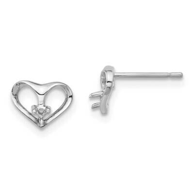 Diamond Heart Post Earring Mountings 14k White Gold XE21W, MPN: XE21W,