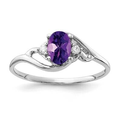 6x4mm Oval Amethyst Diamond Ring 14k White Gold Y2149AM_AA, MPN: Y2149AM_AA, 883957420134