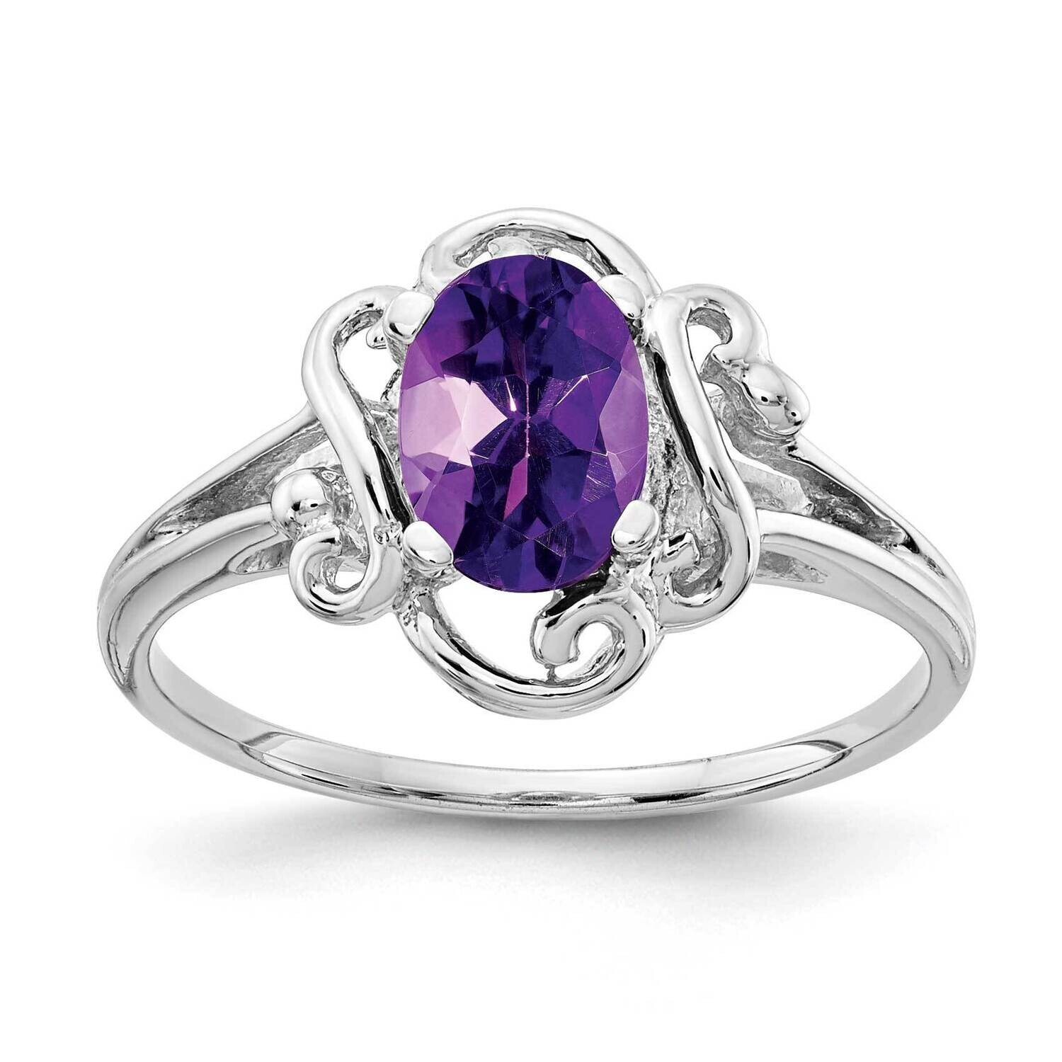Amethyst Ring 14k white Gold 7x5mm Oval Y2228AM, MPN: Y2228AM, 883957550497