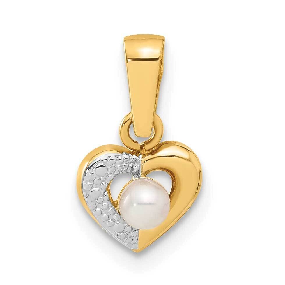 FW Cultured Pearl Heart Shape Pendant 14k Gold XCH472