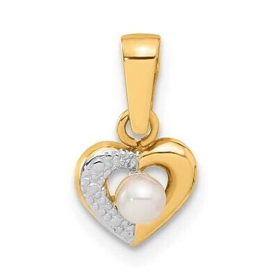 FW Cultured Pearl Heart Shape Pendant 14k Gold XCH472