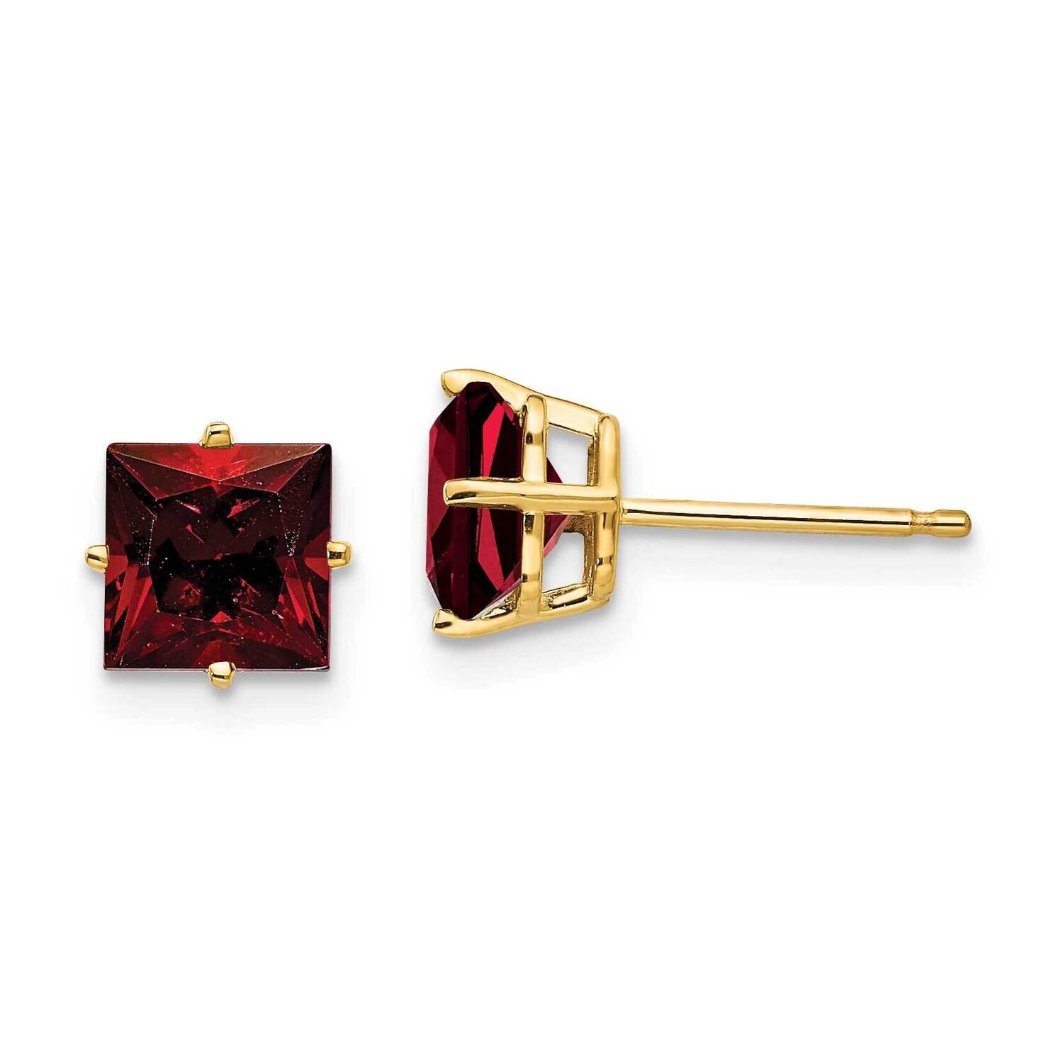 6mm Princess Cut Garnet Earrings 14k Gold XE62GA, MPN: XE62GA, 883957094304