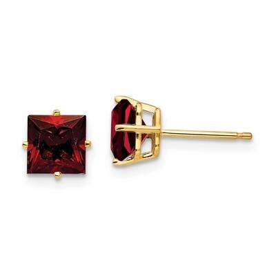 6mm Princess Cut Garnet Earrings 14k Gold XE62GA, MPN: XE62GA, 883957094304