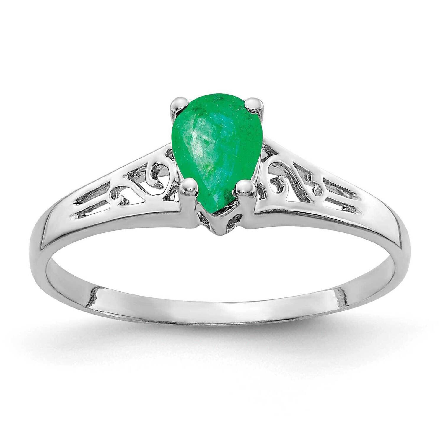 Emerald Ring 14k white Gold 6x4mm Pear Y2101E, MPN: Y2101E, 883957710686