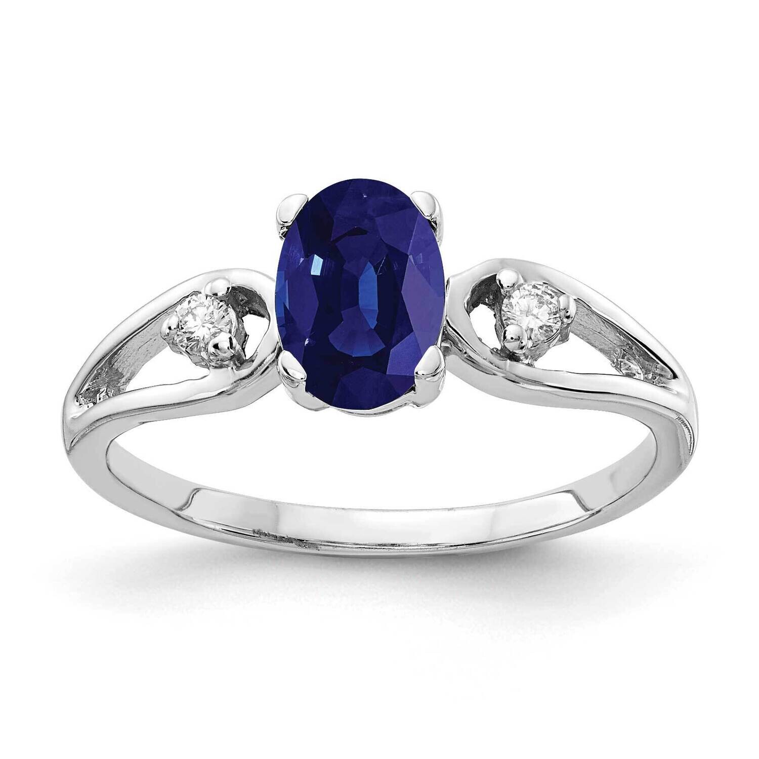 7x5mm Oval Sapphire Diamond Ring 14k White Gold Y2190S_AA