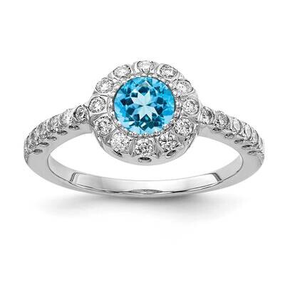 5mm Blue Topaz Diamond ring 14k White Gold X9641BT/AA, MPN: X9641BT/AA, 883957371672