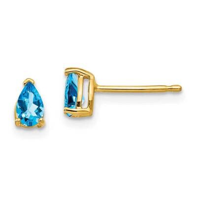5x3mm Pear Blue Topaz Earrings 14k Gold XE78BT, MPN: XE78BT, 883957341545