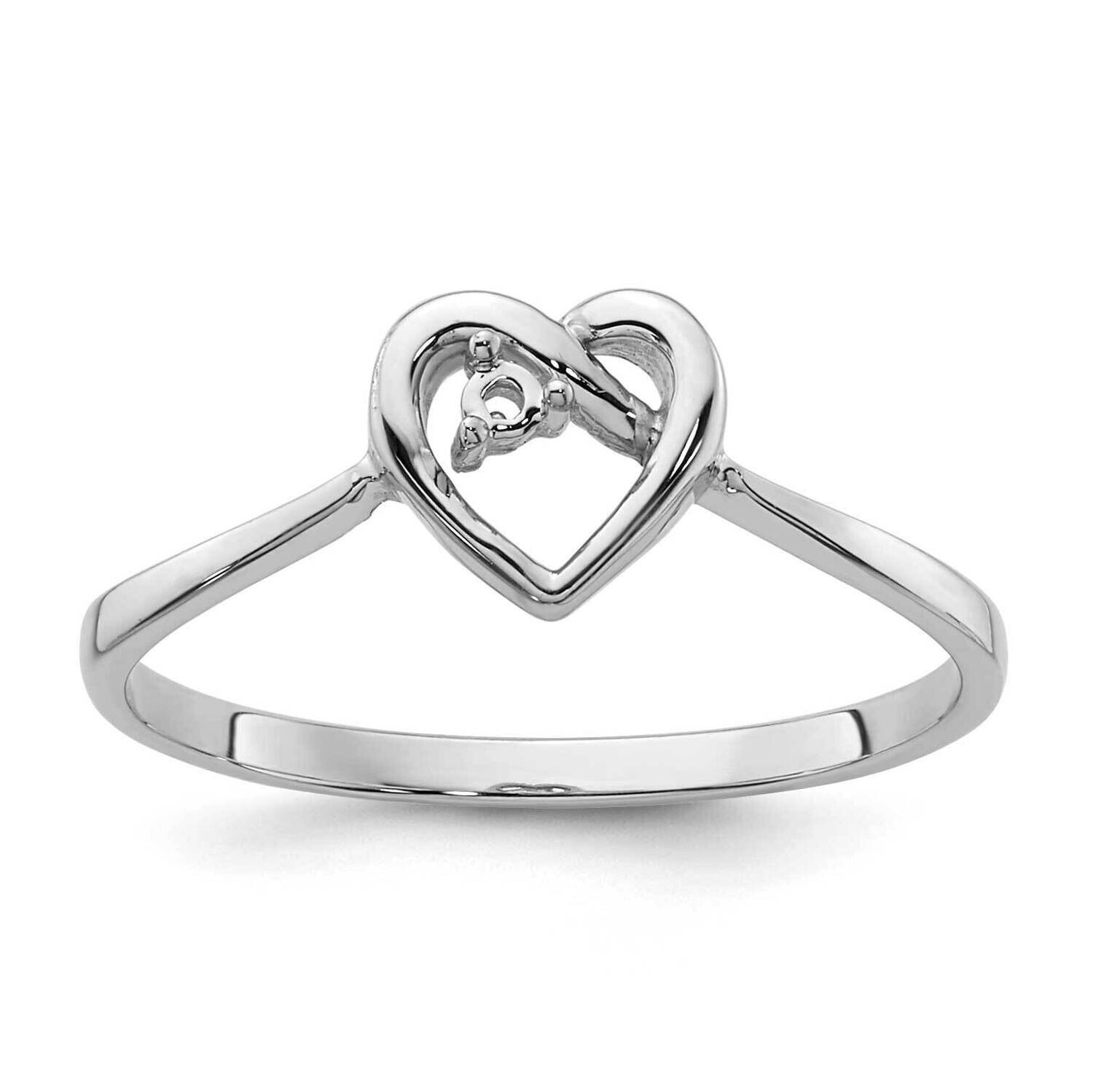 0.02ct. Diamond Heart Ring Mounting 14k White Gold Y4186