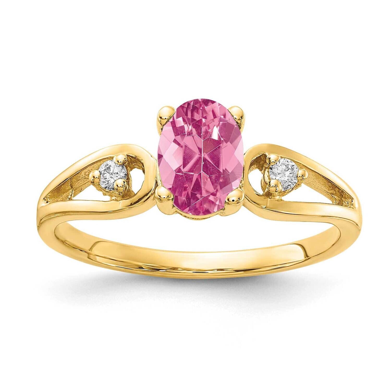 Pink Tourmaline Diamond Ring 14k Gold 7x5mm Oval Y2189PT/A, MPN: Y2189PT/A, 883957544076