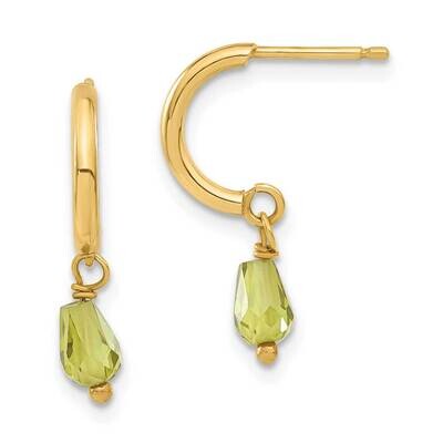 Green CZ Dangle Half Hoop Earrings 14k Gold XY836