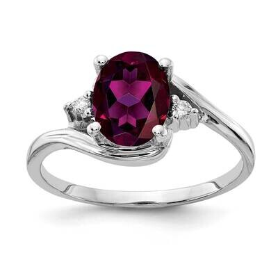 8x6mm Oval Rhodolite Garnet Diamond Ring 14k White Gold Y2246RG_AA, MPN: Y2246RG_AA, 883957626420