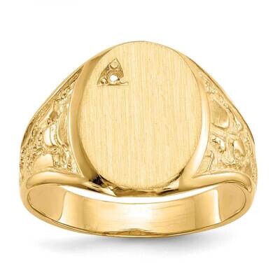 Hollow Back 14.6x11 Signet Ring Mounting 14k Gold RS172, MPN: RS172,