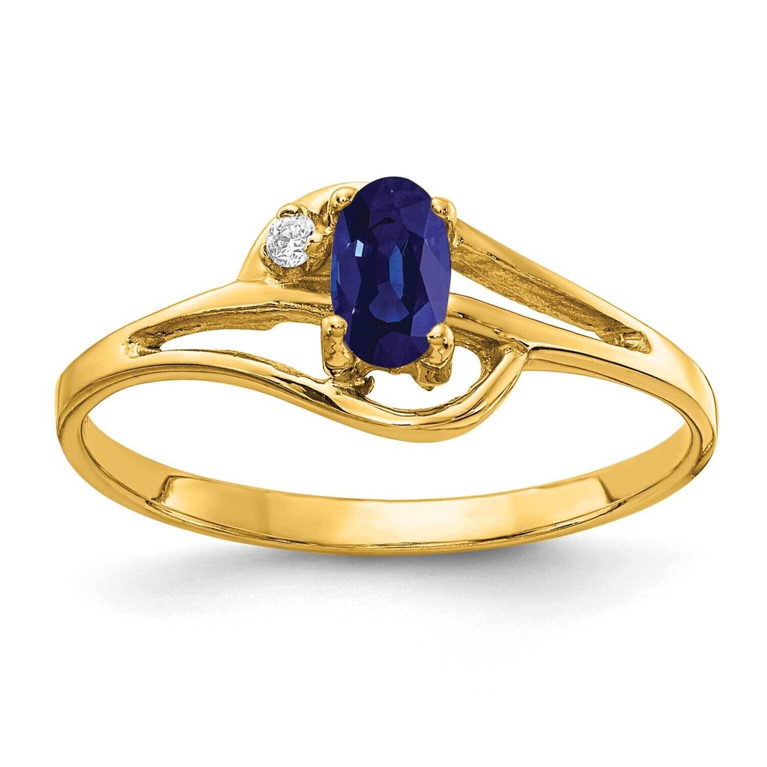 Sapphire Diamond Ring 14k Gold 5x3mm Oval X9712S/A