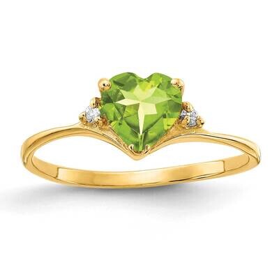 6mm Heart Peridot Diamond Ring 14k Gold Y2185PE/A, MPN: Y2185PE/A, 883957651576
