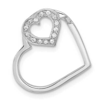 Double Heart with CZ Slide Sterling Silver QC4542