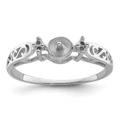 Polished .04ct. Diamond &amp; Cultured Pearl Ring Mounting 14k White Gold X9626, MPN: X9626,