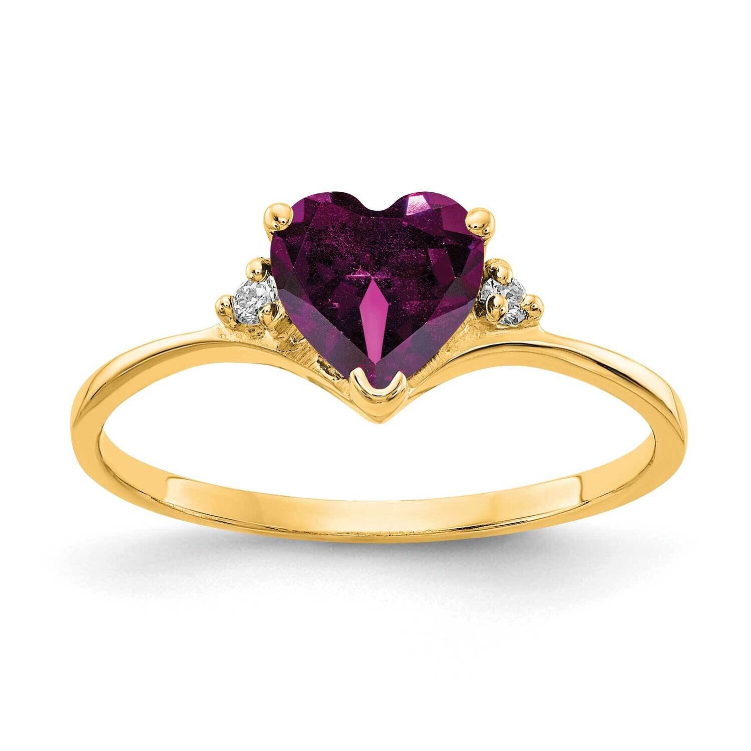6mm Heart Rhodolite Garnet Diamond Ring 14k Gold Y2185RG_AA, MPN: Y2185RG_AA, 883957651736