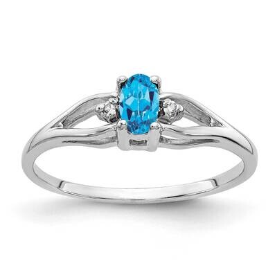 Blue Topaz Diamond Ring 14k white Gold 5x3mm Oval Y2080BT/A, MPN: Y2080BT/A, 883957704098