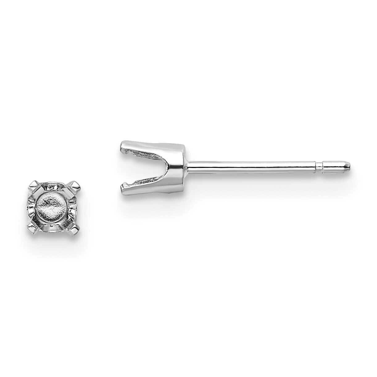 3.25mm Round Stud Earring Mounting with backs 14k White Gold XD4W