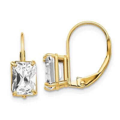 7x5mm Emerald Cut Cubic Zirconia Leverback Earrings 14k Gold XLB124CZ Diamond, MPN: XLB124CZ, 88395…