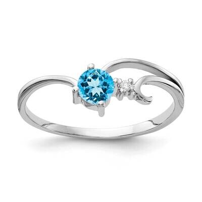 4mm Blue Topaz Diamond ring 14k White Gold X9705BT/AA, MPN: X9705BT/AA, 883957711300