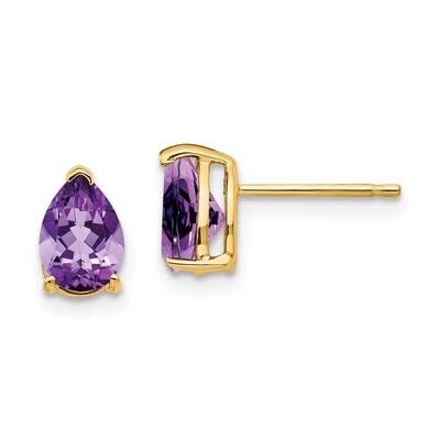 7x5mm Pear Amethyst Earrings 14k Gold XE80AM, MPN: XE80AM, 883957339849