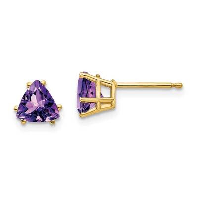 6mm Trillion Amethyst Earrings 14k Gold XE94AM, MPN: XE94AM, 883957341965