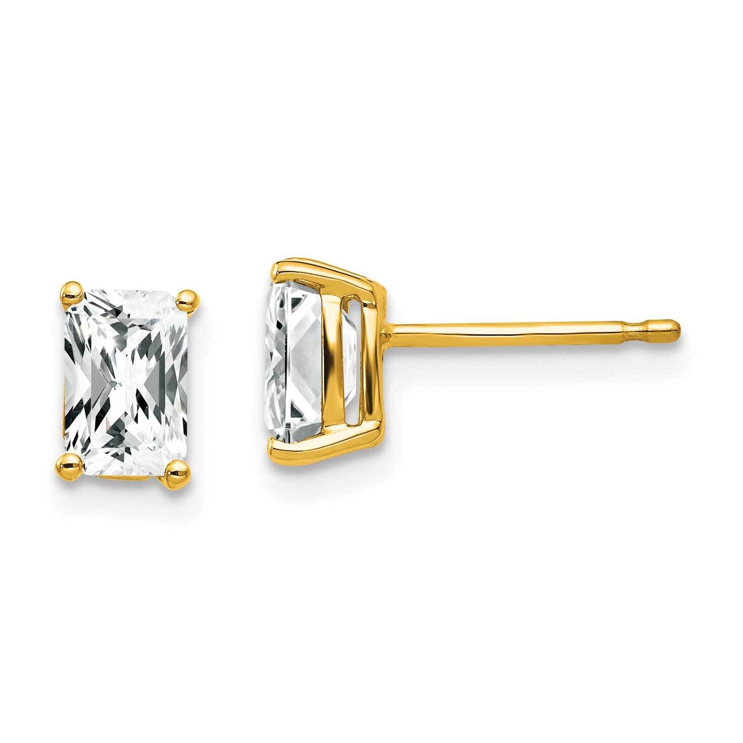 6x4mm Emerald Cut CZ Diamond Earrings 14k Gold XE65CZ Diamond, MPN: XE65CZ, 883957094892