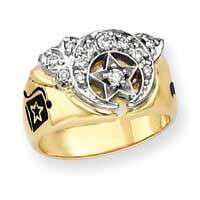 Diamond men's masonic ring 14k Two-Tone Gold Y4053A