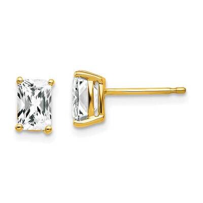 6x4mm Emerald Cut CZ Diamond Earrings 14k Gold XE65CZ Diamond, MPN: XE65CZ, 883957094892