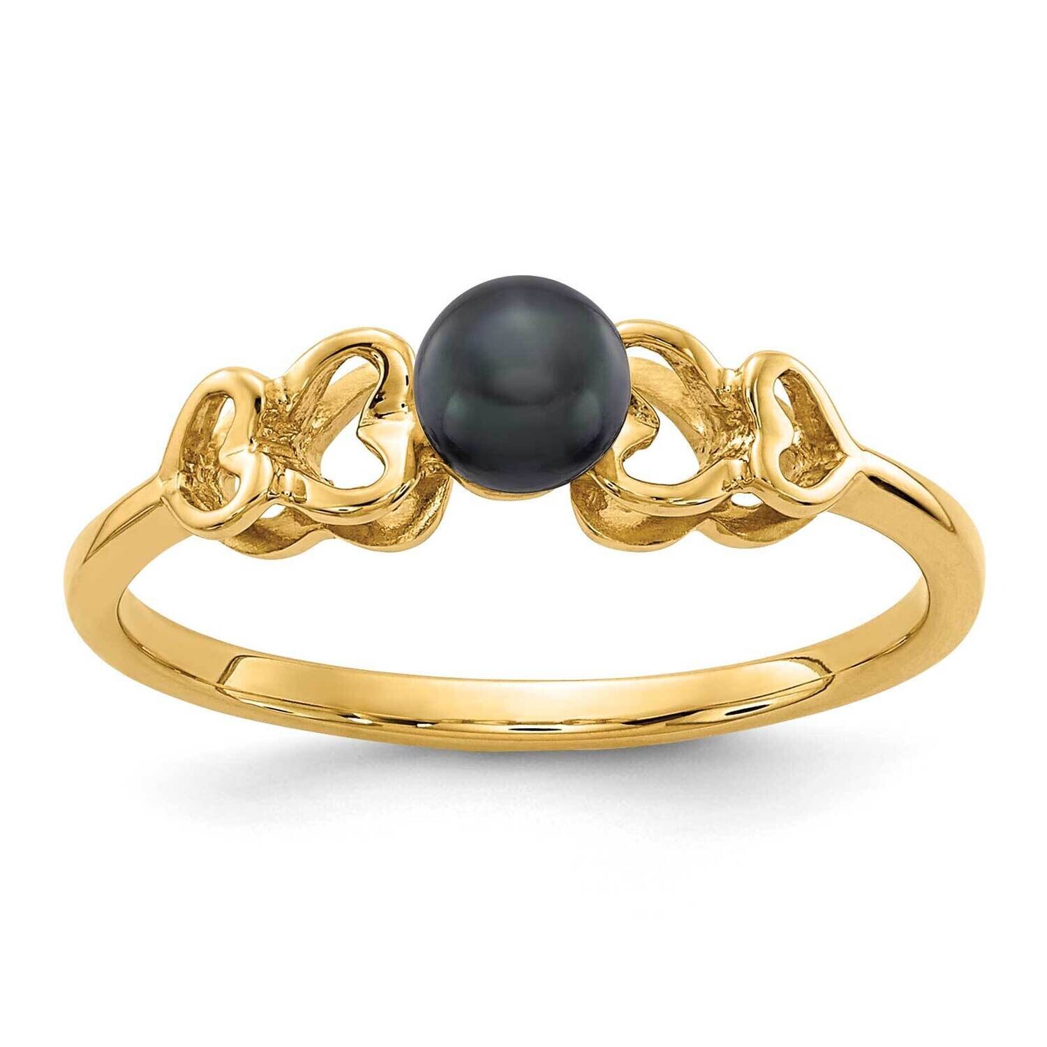 4mm Black Fresh Water Cultured Pearl Ring 14k Gold Y1869BP, MPN: Y1869BP, 883957058191