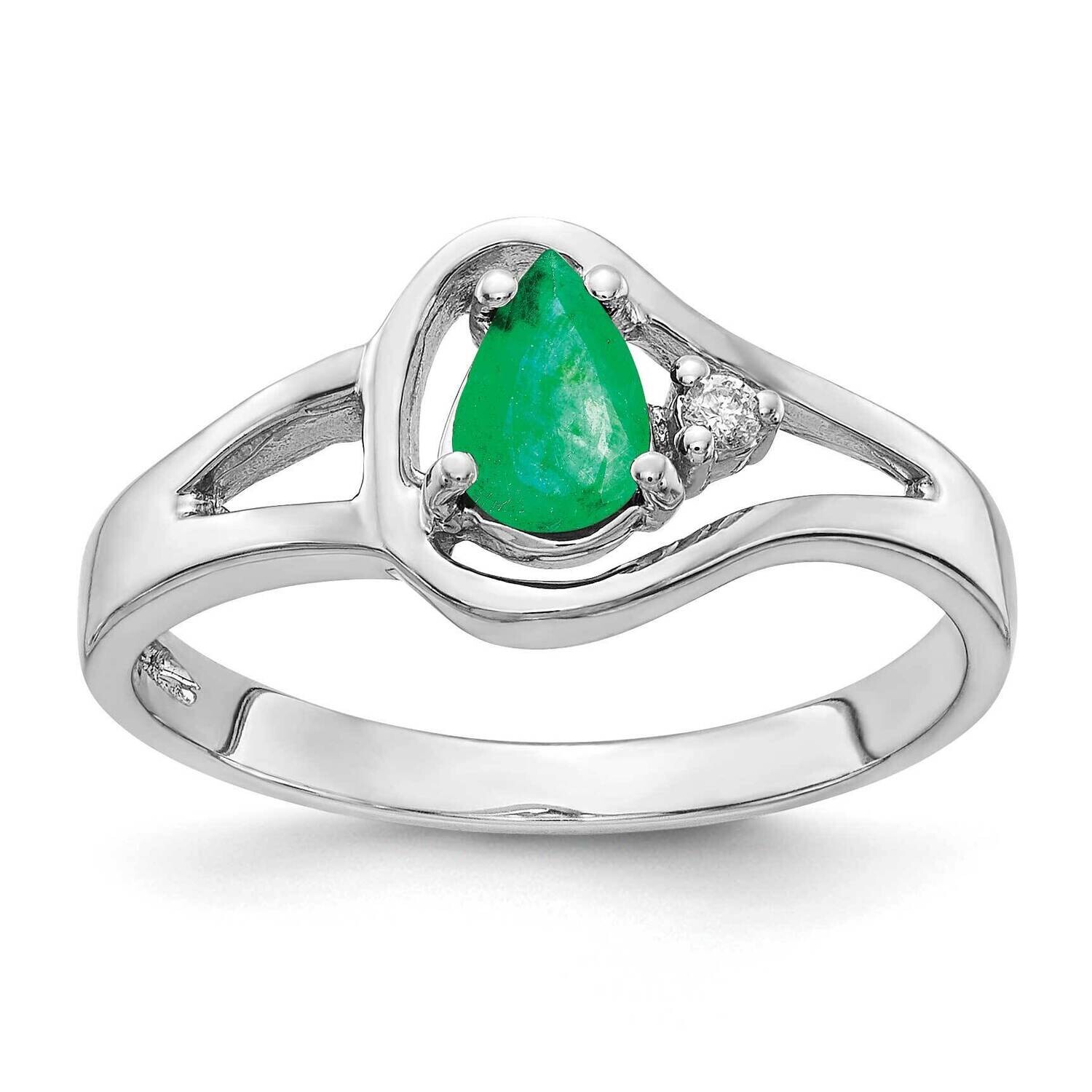 Emerald Diamond Ring 14k white Gold 6x4mm Pear Y2071E/A, MPN: Y2071E/A, 883957689333
