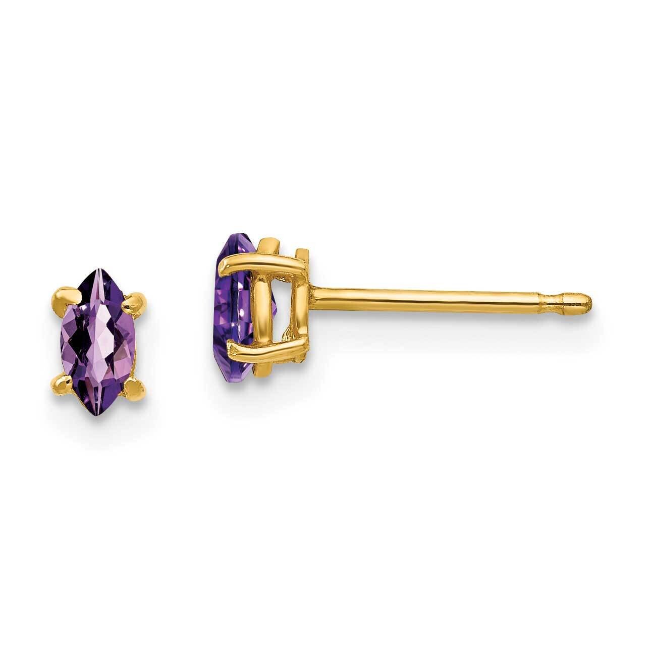 5x2.5mm Marquise Amethyst earring 14k Gold XE101AM, MPN: XE101AM, 883957089027