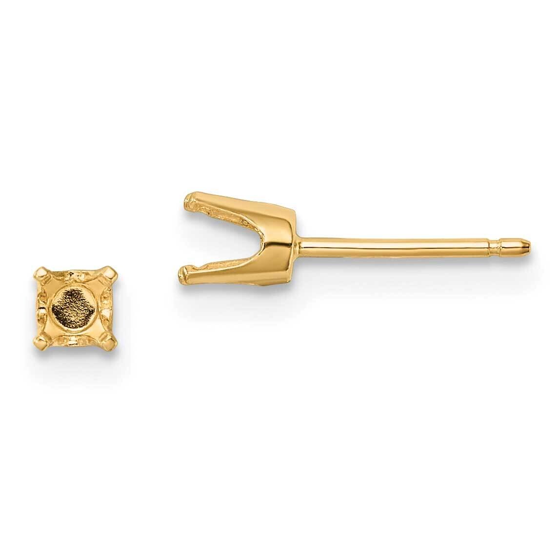 3.75mm Round Stud Earring Mounting with backs 14k Gold XD6, MPN: XD6,