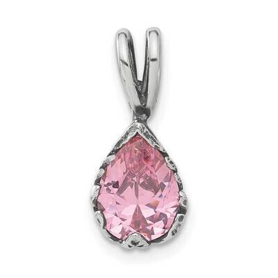 Antiqued Pink CZ Pendant Sterling Silver QP278