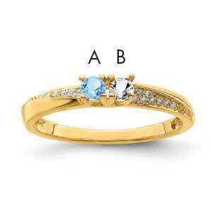 Family Jewelry Synthetic Stone & Diamond Set Ring 14k Gold XMR36/2SY