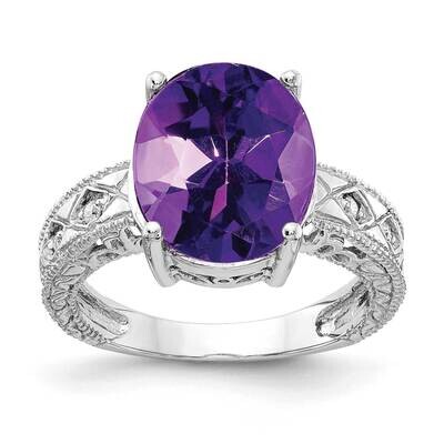 12x10mm Oval Amethyst Checker Diamond Ring 14k White Gold Y2271AM_AA, MPN: Y2271AM_AA, 883957618937