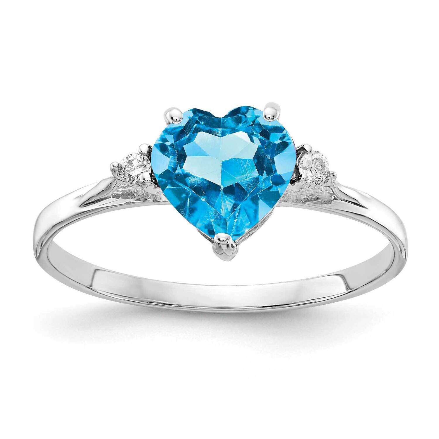 7mm Heart Blue Topaz Diamond Ring 14k White Gold X9681BT_AA