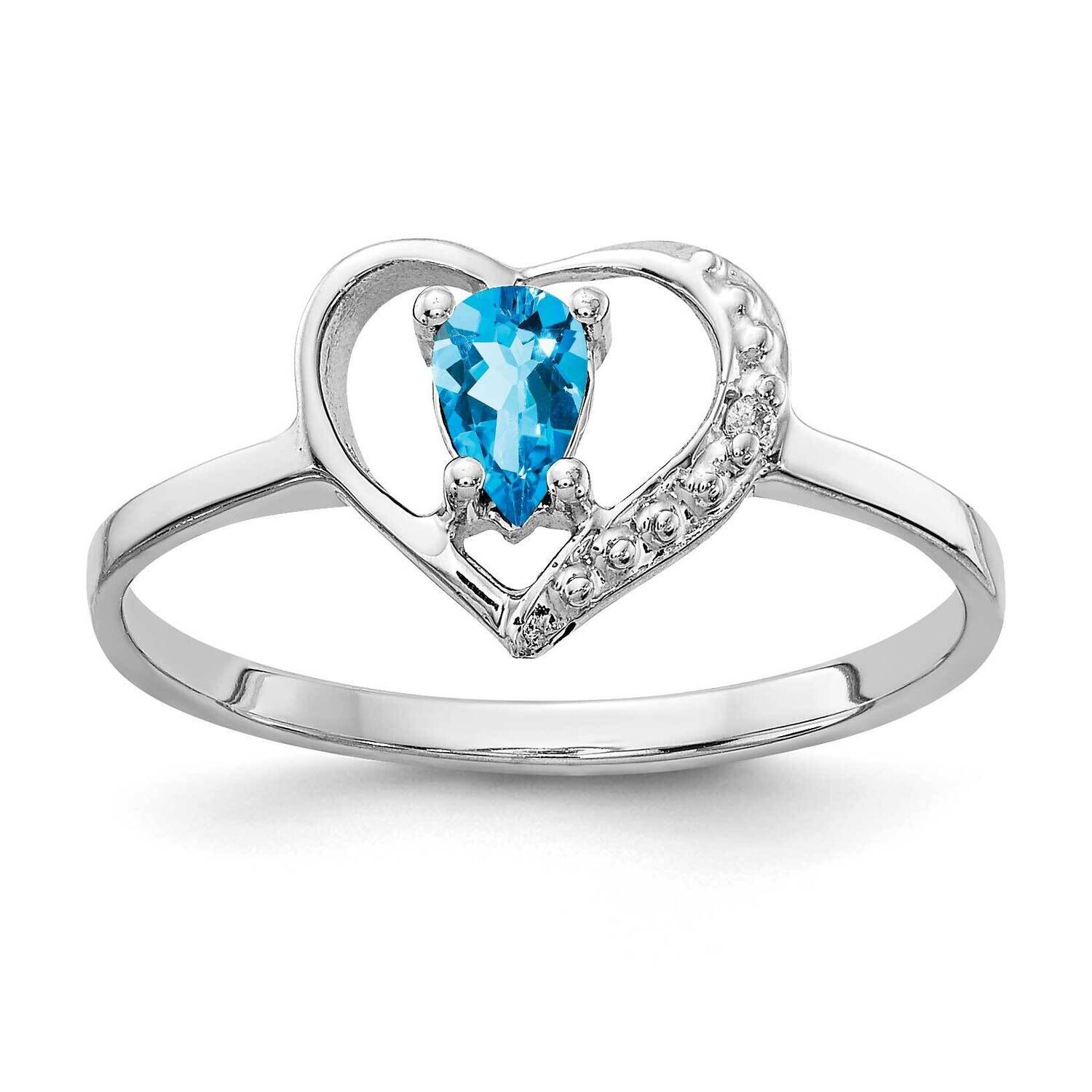 5x3mm Pear Blue Topaz Diamond Ring 14k white Gold X9729BT/A