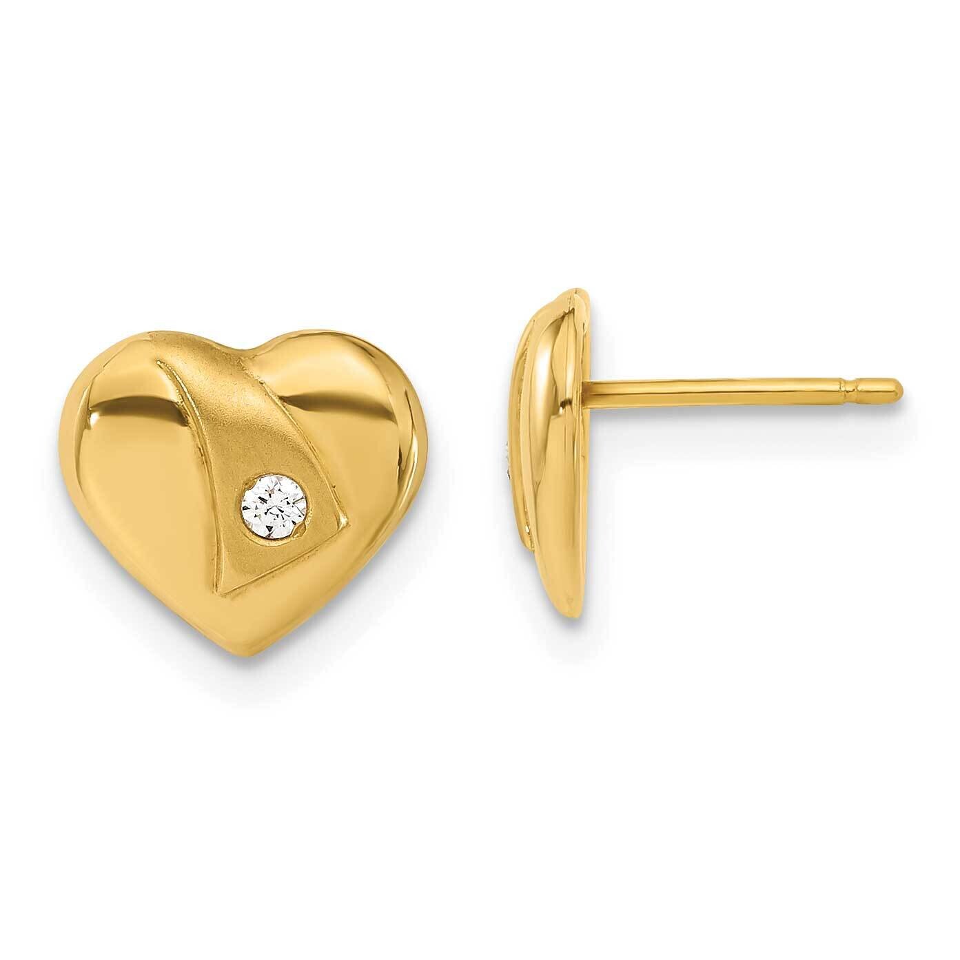 CZ Heart Earrings 14k Gold XY852