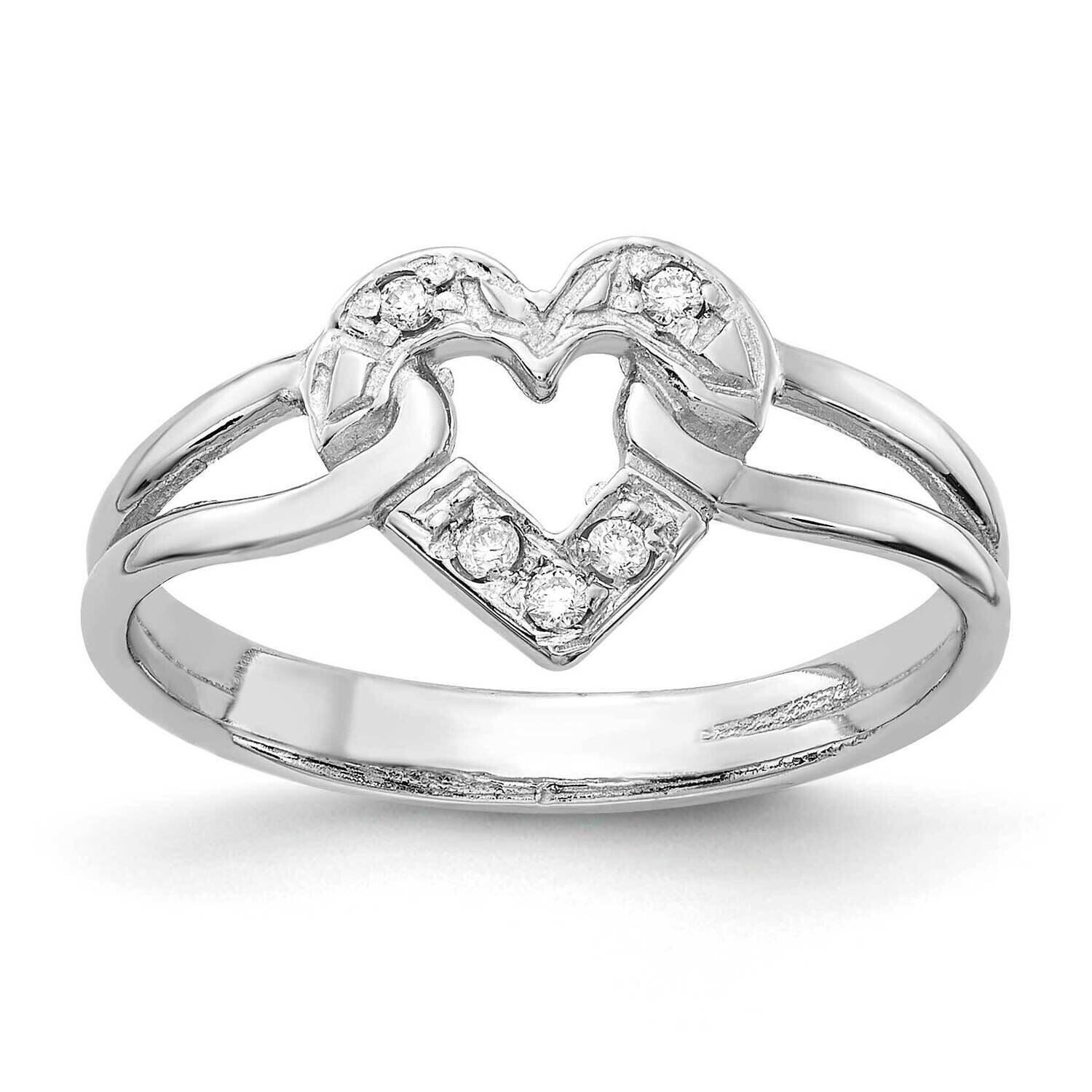 Polished .05ct. Diamond Heart Ring Mounting 14k White Gold X9598, MPN: X9598,
