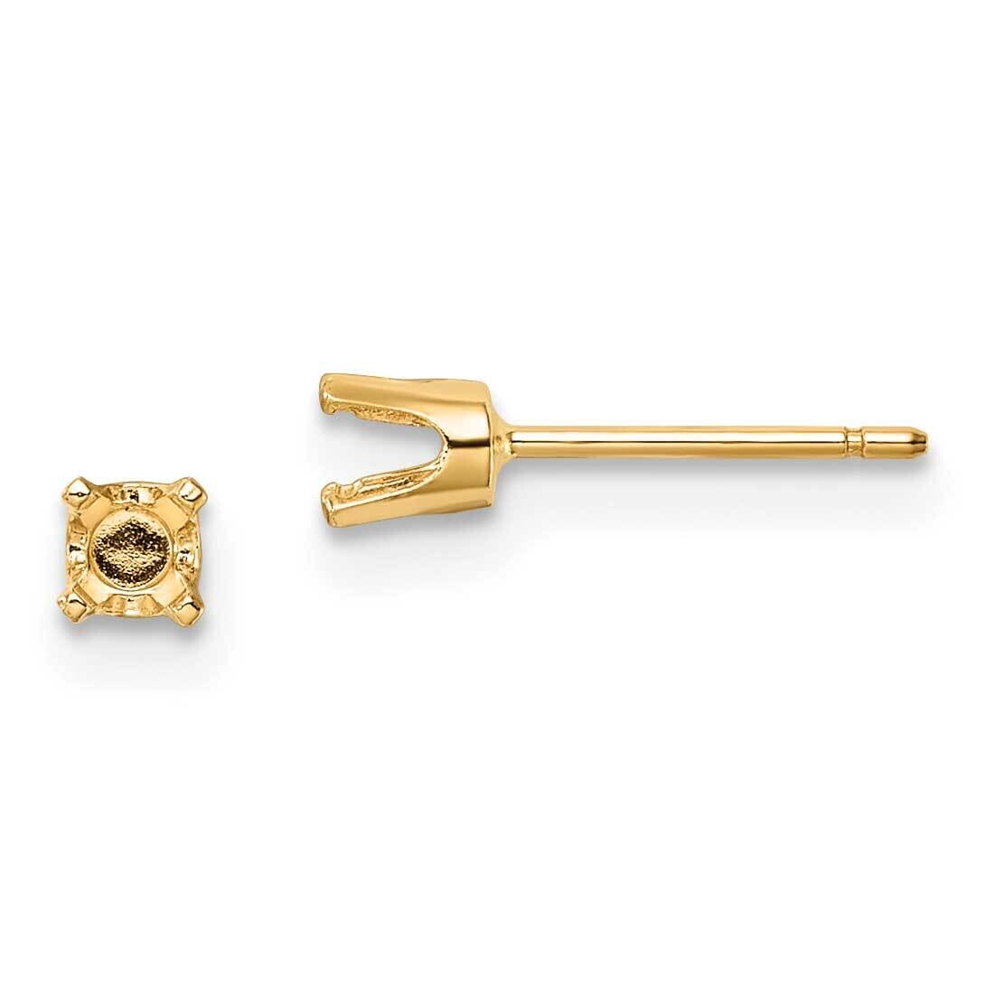3.25mm Round Stud Earring Mounting with backs 14k Gold XD4