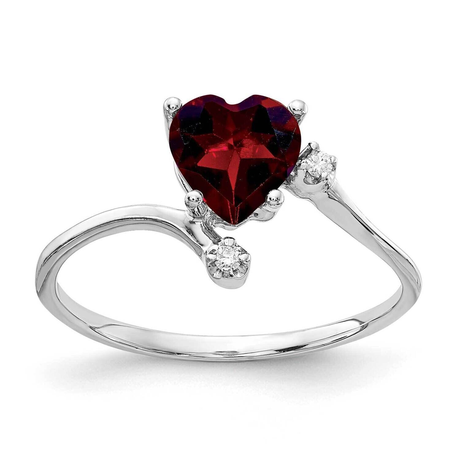 6mm Heart Garnet Diamond Ring 14k white Gold Y2155GA/A, MPN: Y2155GA/A, 883957658612