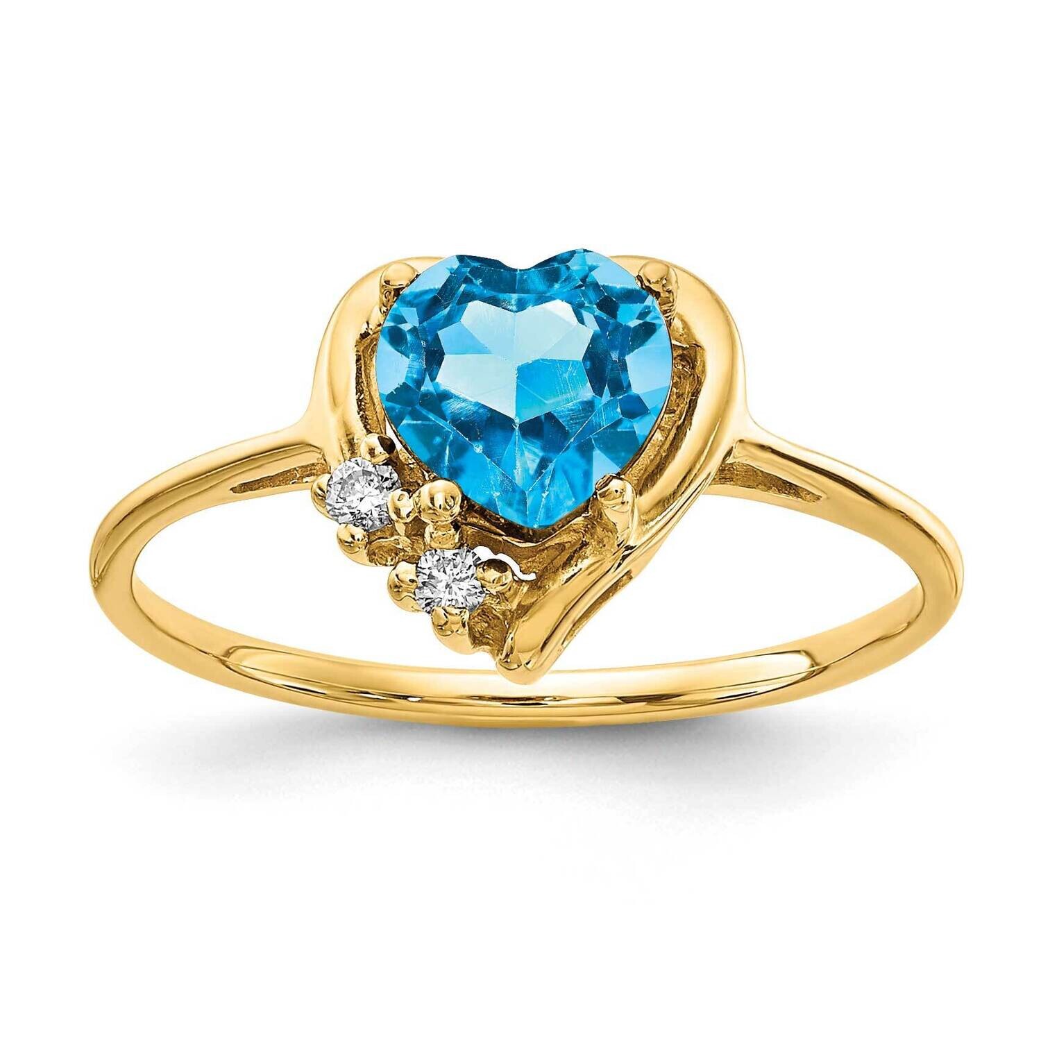 6mm Heart Blue Topaz Diamond Ring 14k Gold Y2233BT/A, MPN: Y2233BT/A, 883957538075