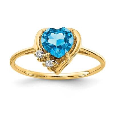 6mm Heart Blue Topaz Diamond Ring 14k Gold Y2233BT/A, MPN: Y2233BT/A, 883957538075